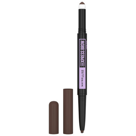 Maybelline Express Brow Satin Duo, creion de sprâncene cu două fețe, 04 Dark Brown, 1 bucată