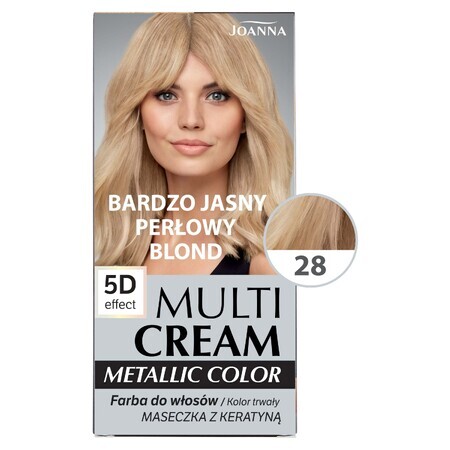 Joanna Multi Cream Metallic Color, vopsea de păr, 28 blond perlat foarte deschis, 1 bucată