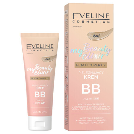 Eveline Cosmetics My Beauty Elixir, verzorgende BB cream, perzik cover nr. 02 donker, 30 ml