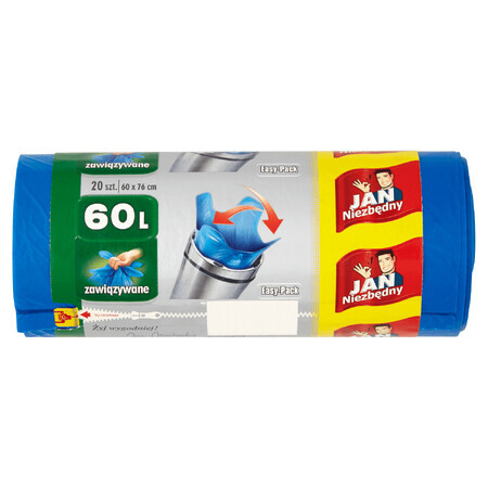 Jan Niezbędny, bolsas de basura, Easy-Pack, azul, 60 l, 20 piezas