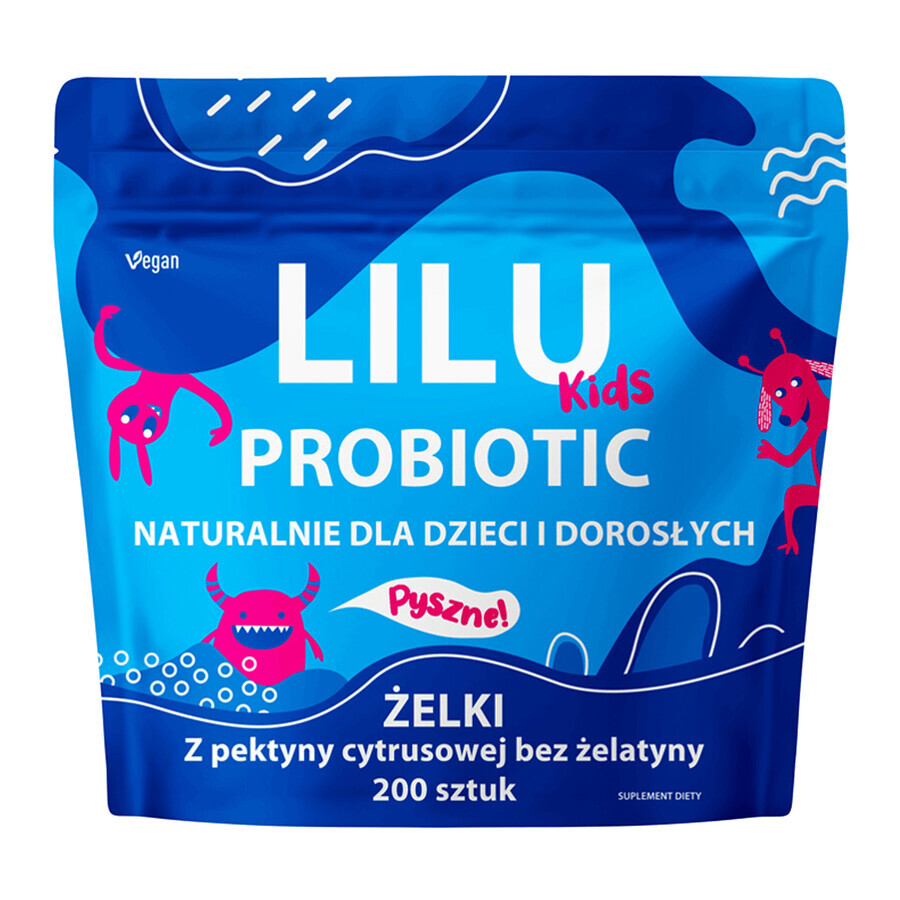 Lilu Kids Probiotic, gominolas naturales para niños y adultos, sabor mora, 200 unidades