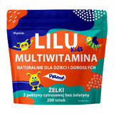 Lilu Kids Multivitamins, natural jellies for children and adults, blackberry flavor, 200 pieces