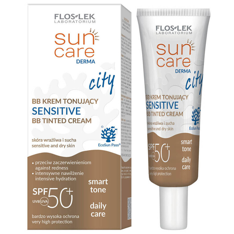 Flos-lek Sun Care Derma City, Crema tonificante BB, FPS 50+, 30 ml