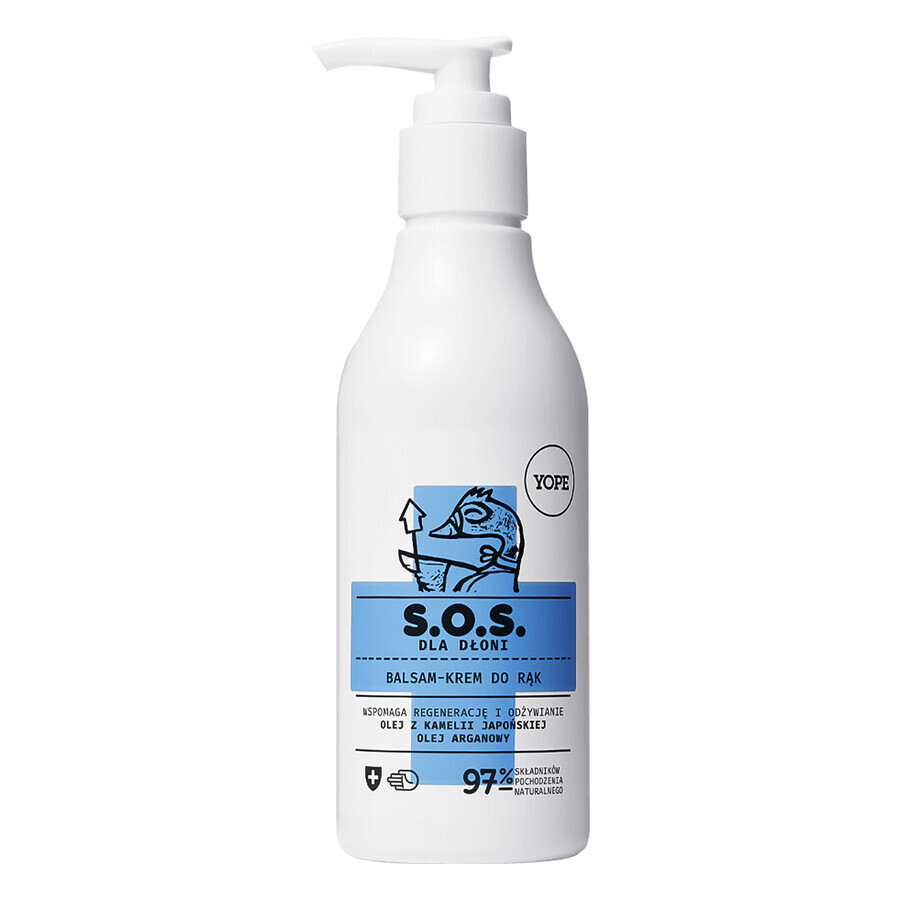 Yope S.O.S. para manos, crema de manos reparadora, aceite de camelia japonesa y aceite de argán, 160 ml