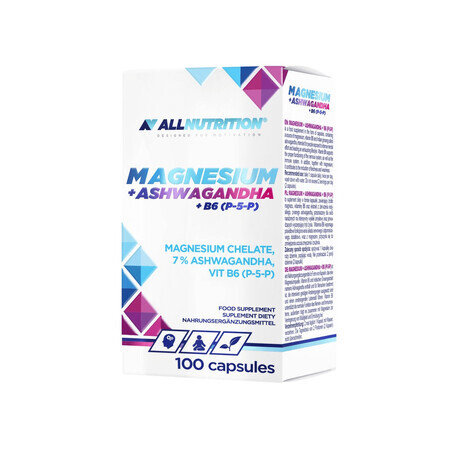 Allnutrition Magnésium + Ashwagandha + B6 (P-5-P), 100 gélules