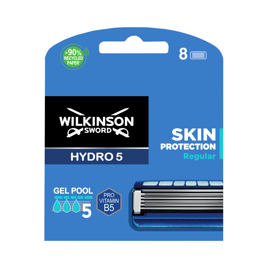 Wilkinson Sword Hydro 5, cartuchos de recambio, Skin Protection Regular, 8 piezas