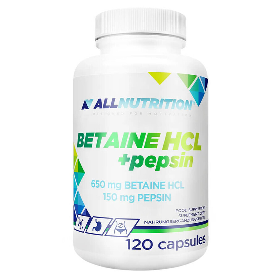 Allnutrition Betaína HCl + Pepsina, 120 cápsulas