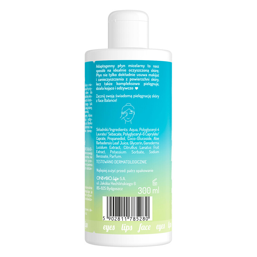 OnlyBio Face in Balance, fluide micellaire, adaptogène, 300 ml