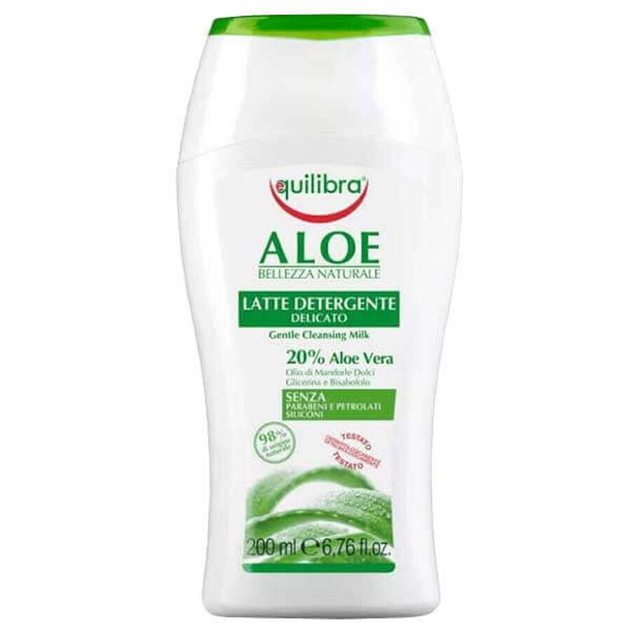 Equilibra Aloe, leche limpiadora facial suave, aloe vera, 200 ml