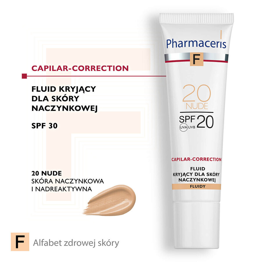 Pharmaceris F Capillar-Collection, fluido opaco para piel vascular, 20 Nude, SPF 20, 30 ml