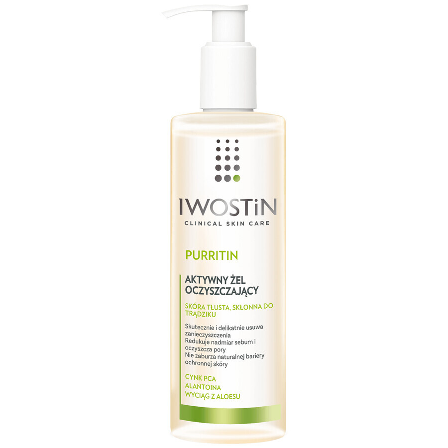 Iwostin Purritin, Active facial cleansing gel, oily and acneic skin, 300 ml