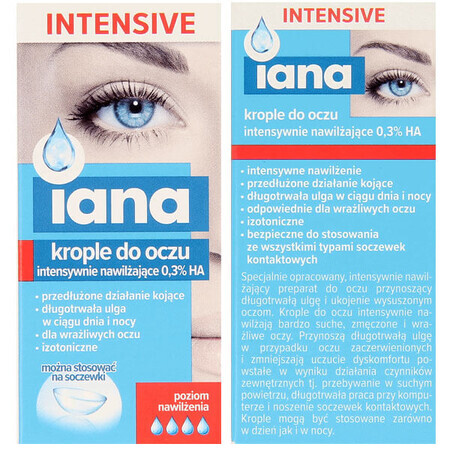 Iana Intensive, moisturizing eye drops 0.3% HA, 10 ml