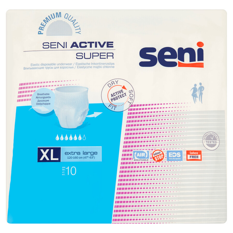 Seni Active Super, absorberende slipjes, maat XL, 120-160 cm, 10 stuks