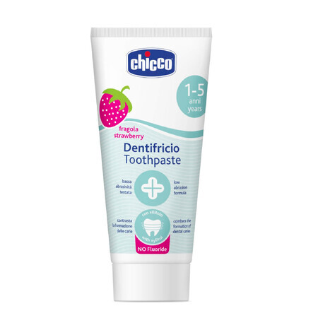 Chicco, pastă de dinți fără fluor, după 12 luni, aromă de căpșuni, 50 ml