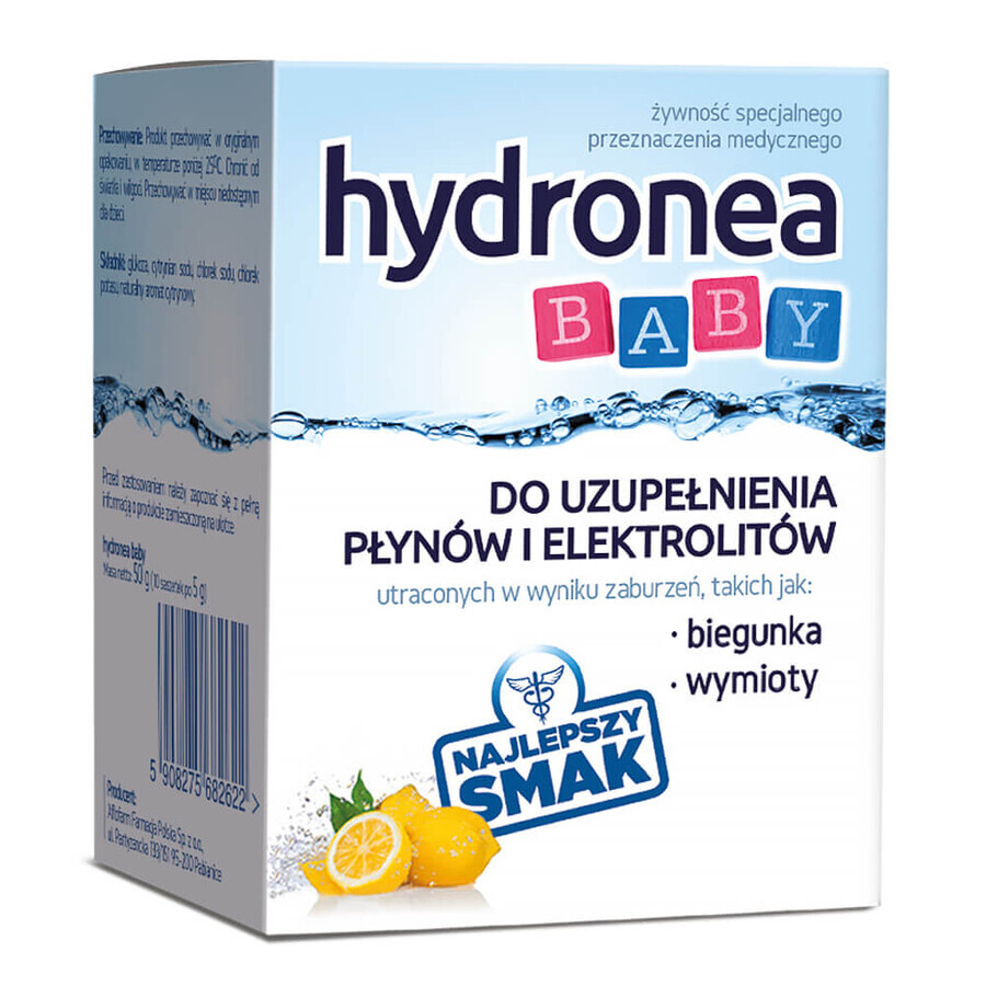 Hydronea Baby, para bebés a partir de 6 meses, niños y adultos, sabor limón, 10 sobres