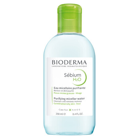 Bioderma Sebium H2O, loción micelar para pieles grasas, mixtas y con tendencia acneica, 250 ml