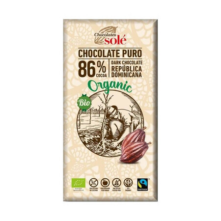 Chocolate negro ecológico 86% cacao, 100g, Pronat