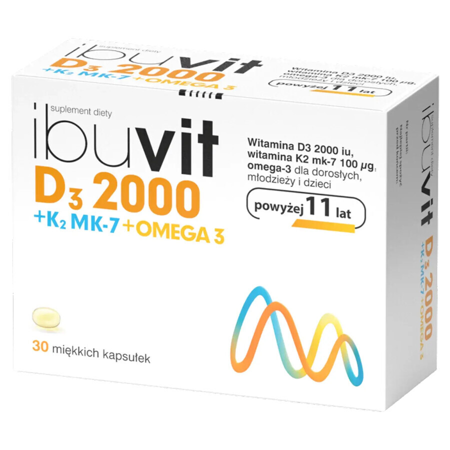 Ibuvit D3 2000 + K2 MK-7 Omega 3, 30 cápsulas blandas