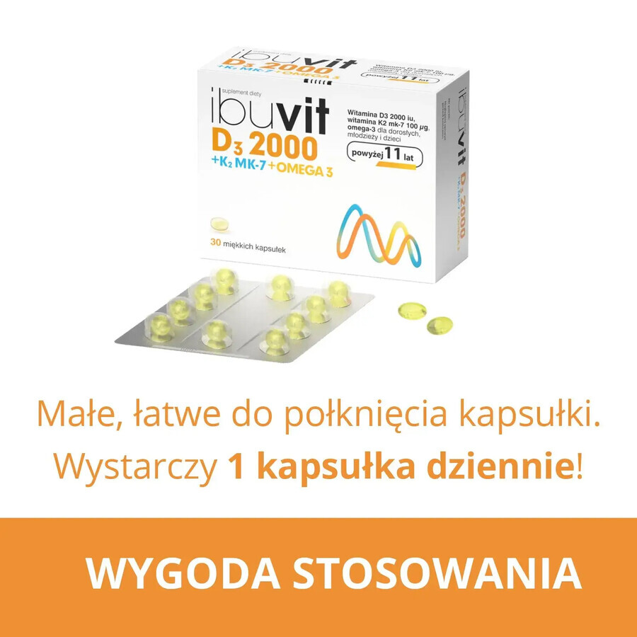 Ibuvit D3 2000 + K2 MK-7 Omega 3, 30 cápsulas blandas