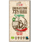 Chocolate negro ecológico con chile 73% cacao, 100g, Pronat