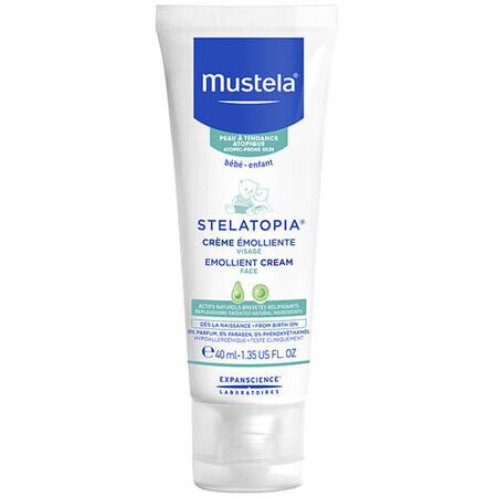 Mustela Stelatopia, verzachtende gezichtscrème, atopische huid, 40 ml