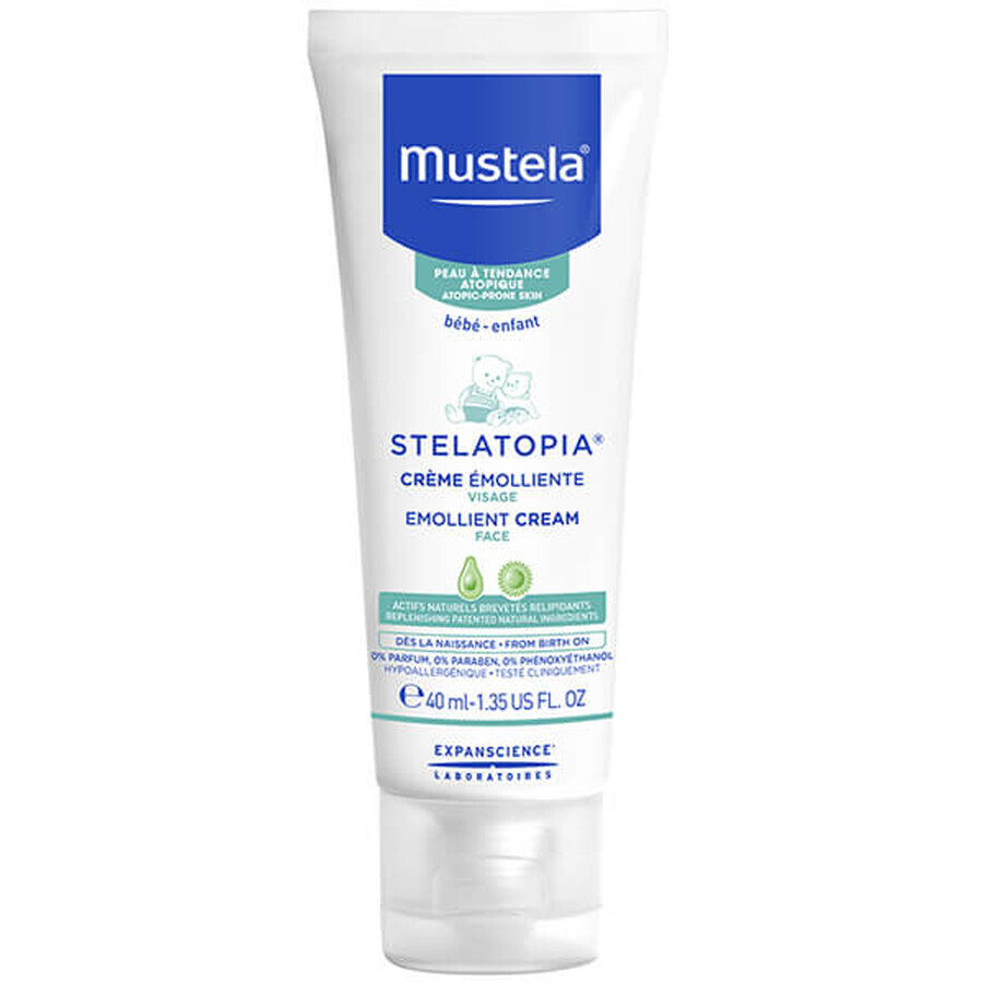 Mustela Stelatopia, verzachtende gezichtscrème, atopische huid, 40 ml