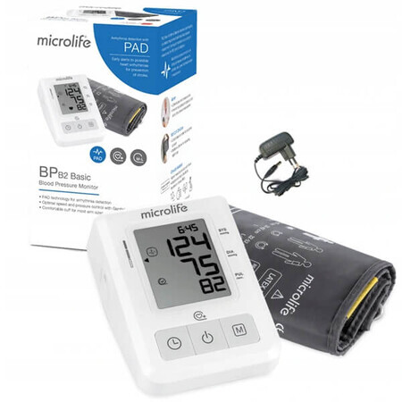 Microlife BP B2 Basic, tensiómetro automático de brazo, con fuente de alimentación