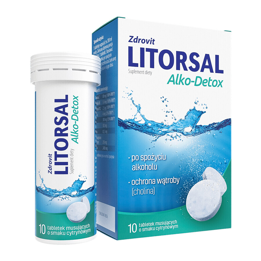 Zdrovit Litorsal Alko-Detox, sabor limón 10 comprimidos efervescentes