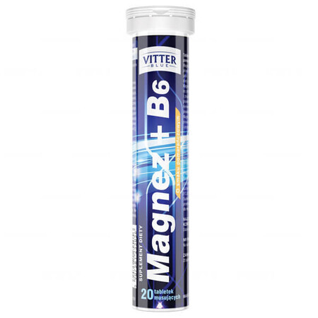 Magnesium + Vitamin B6, Vitter Blue, 20 effervescent tablets