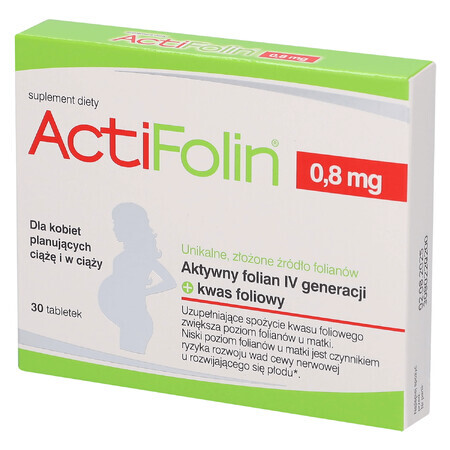 ActiFolin 0,8 mg, ácido fólico 800 µg, 30 comprimidos