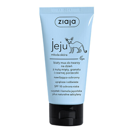 Ziaja Jeju White Moisturizing and Protective Face Foam with Mint, Pomegranate and Blackcurrant Notes, SPF 10, 50ml