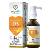 MyVita Vitamin D3 Family, gotas para niños y adultos, 30 ml