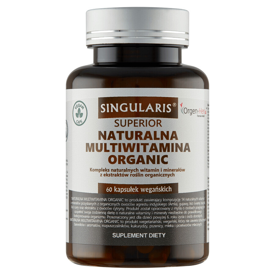 Singularis Multivitamínico Natural Superior Ecológico, 60 cápsulas vegetales