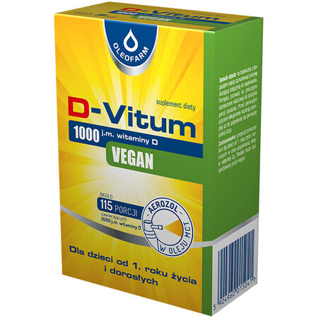 D-Vitum 1000 IU. Vegan, vitamin D for children from 1 year and adults, aerosol, 7 ml