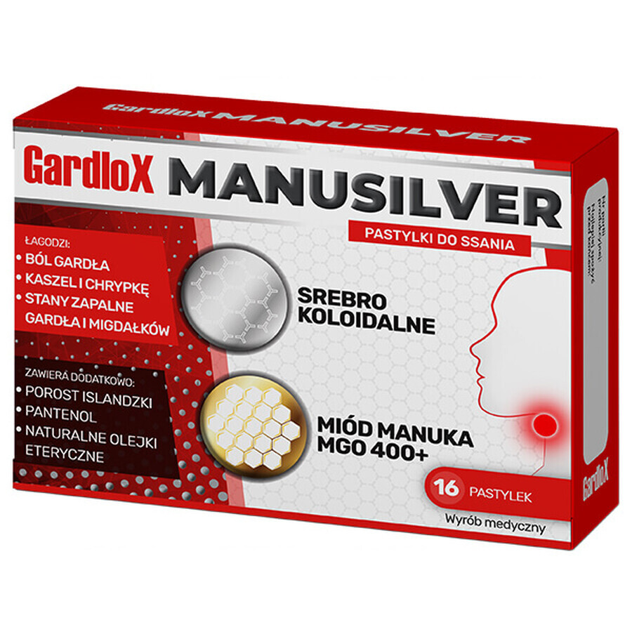 Gardlox Manusilver, 16 pastillas para chupar