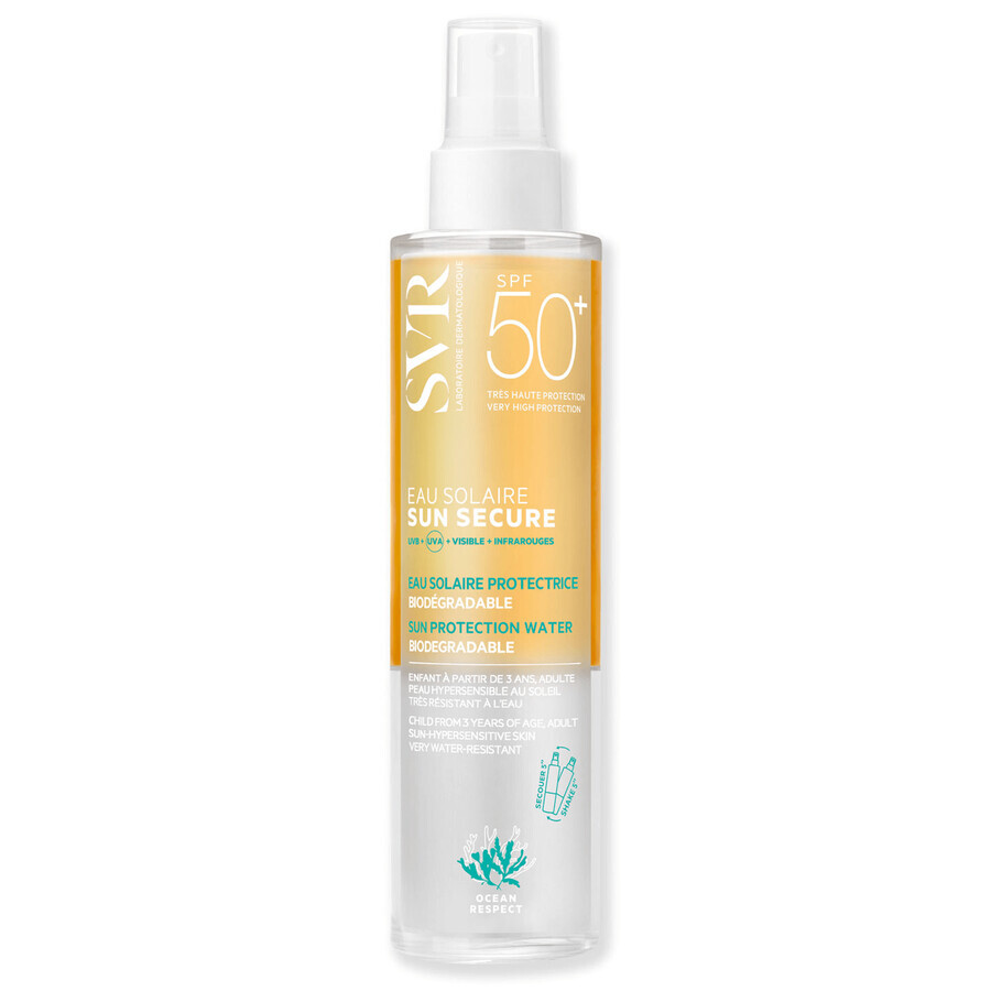 SVR, Sun Secure, Eau Soleil, SPF 50, Spray, 200 ml - Sonnenschutzspray mit hoher Wirksamkeit für umfassenden Schutz vor UV-Strahlen.