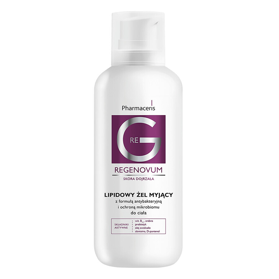 Pharmaceris G Regenovum, gel limpiador corporal lipídico con fórmula antibacteriana y protección del microbioma, 400 ml