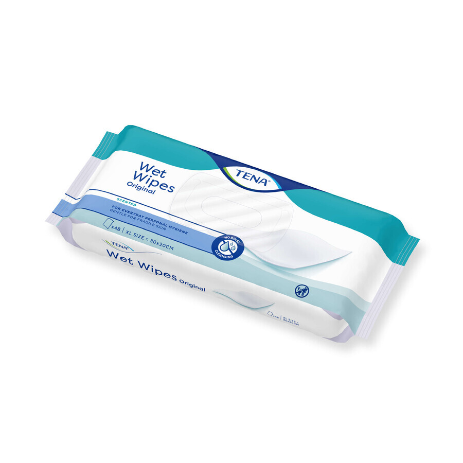 Tena Wet Wipes Original, toallitas húmedas para la higiene personal, 48 uds.