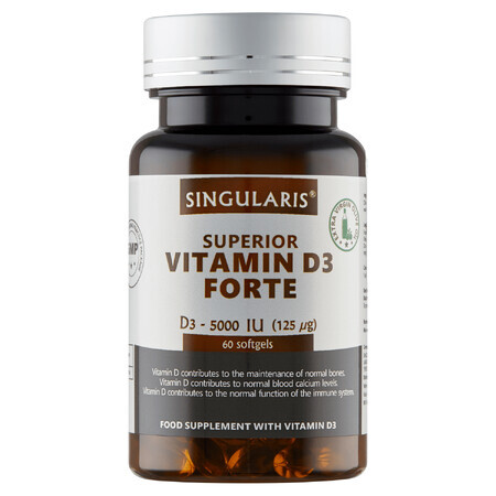 Singularis Superior, Vitamina D3 Forte 5000 UI, 60 cápsulas blandas