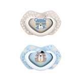 Canpol Babies, pacifier, silicone, symmetrical, size B, Bonjour Paris, blue, 22/648, 6-18 months, 2 pcs.