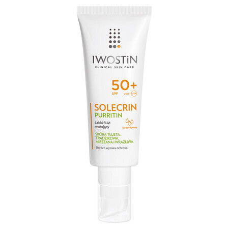 Iwostin Solecrin Purritin, fluido matificante ligero, FPS 50+, 40 ml