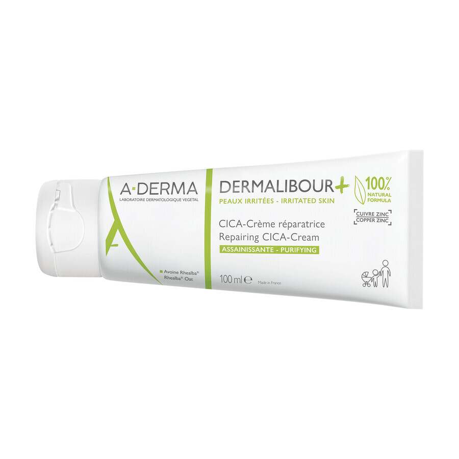 A-Derma Dermalibour+ Cica, crema regeneradora para pieles irritadas, a partir del día 1, 100 ml