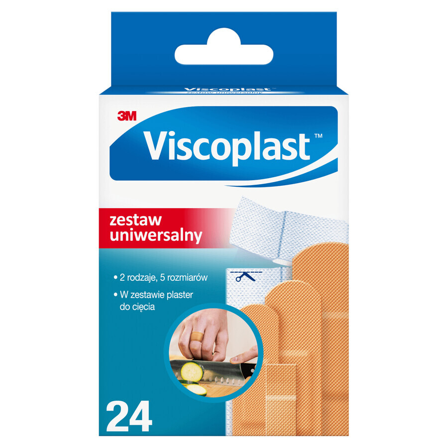 Viscoplast, plasters with dressing, multifunctional set, 24 pieces