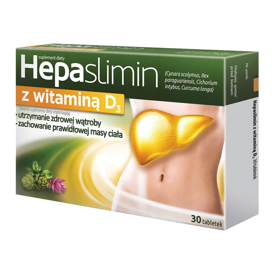 Hepaslimin con vitamina D3, 30 comprimidos recubiertos con película