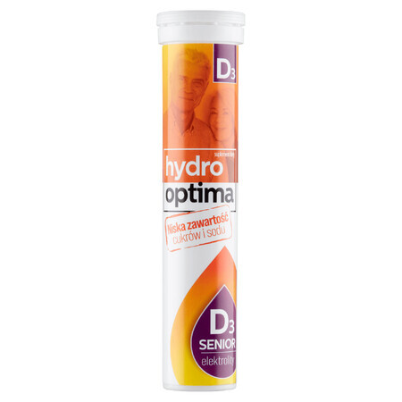 HydroOptima Senior D3, electrolitos + vitamina D, 20 comprimidos efervescentes