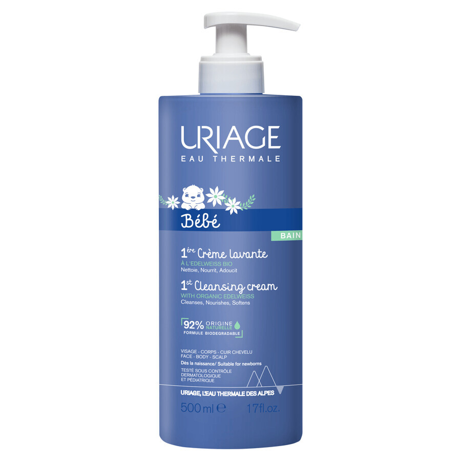 Uriage Bebe 1st, crema limpiadora para niños, 500 ml