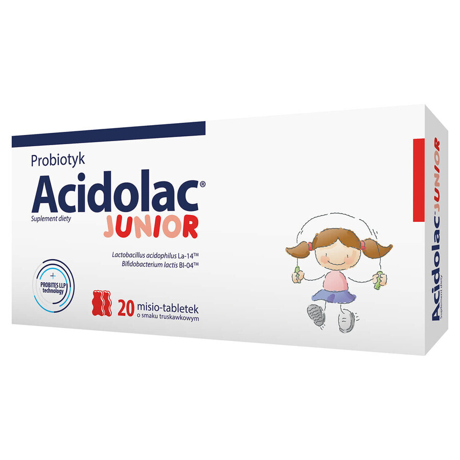 Acidolac Junior, para niños a partir de 3 años, sabor fresa, 20 comprimidos osito