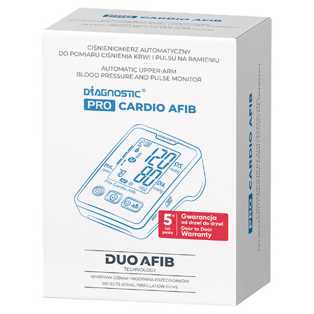 Diagnostic Pro Cardio Afib, tensiómetro automático de brazo, con fuente de alimentación