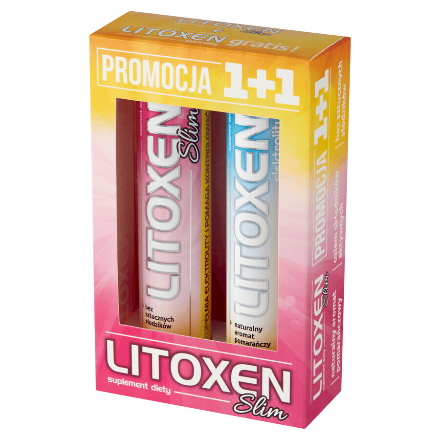 Litoxen Slim, sabor naranja, 20 comprimidos efervescentes + Litoxen Elektrolity, sabor naranja, 20 comprimidos efervescentes