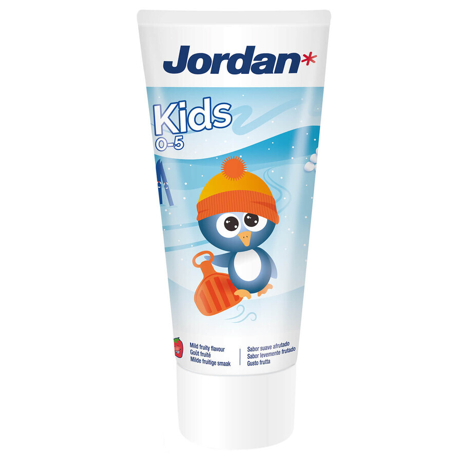 Jordan Kids, pasta dentífrica infantil, con flúor, fruta, 0-5 años, 50 ml